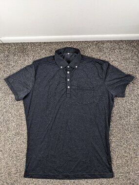 State & Liberty Polo Shirt Performance Heather Black Mens Large Athletic Fit